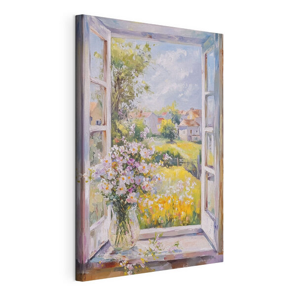 Gemälde eines Fensters mit Blumen darin Wandbilder Gemälde eines Fensters mit Blumen darin