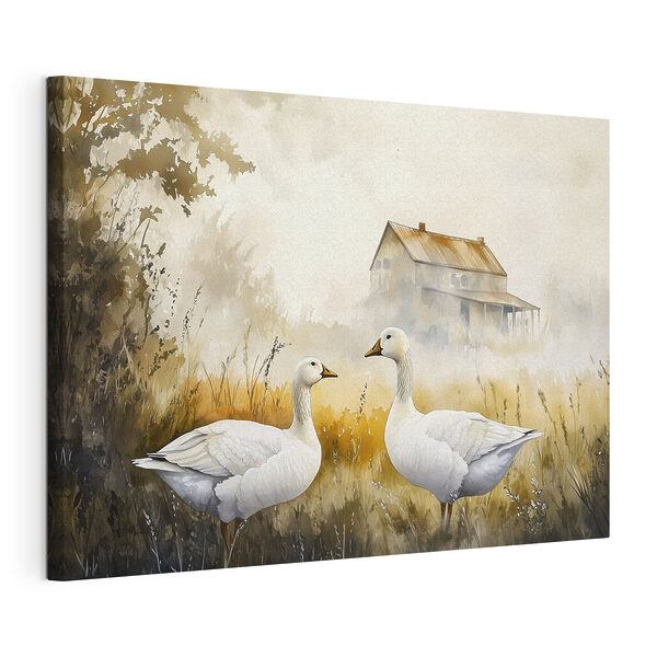 Aquarell von zwei Gänsen in einem Feld Wandbilder Aquarell von zwei Gänsen in einem Feld