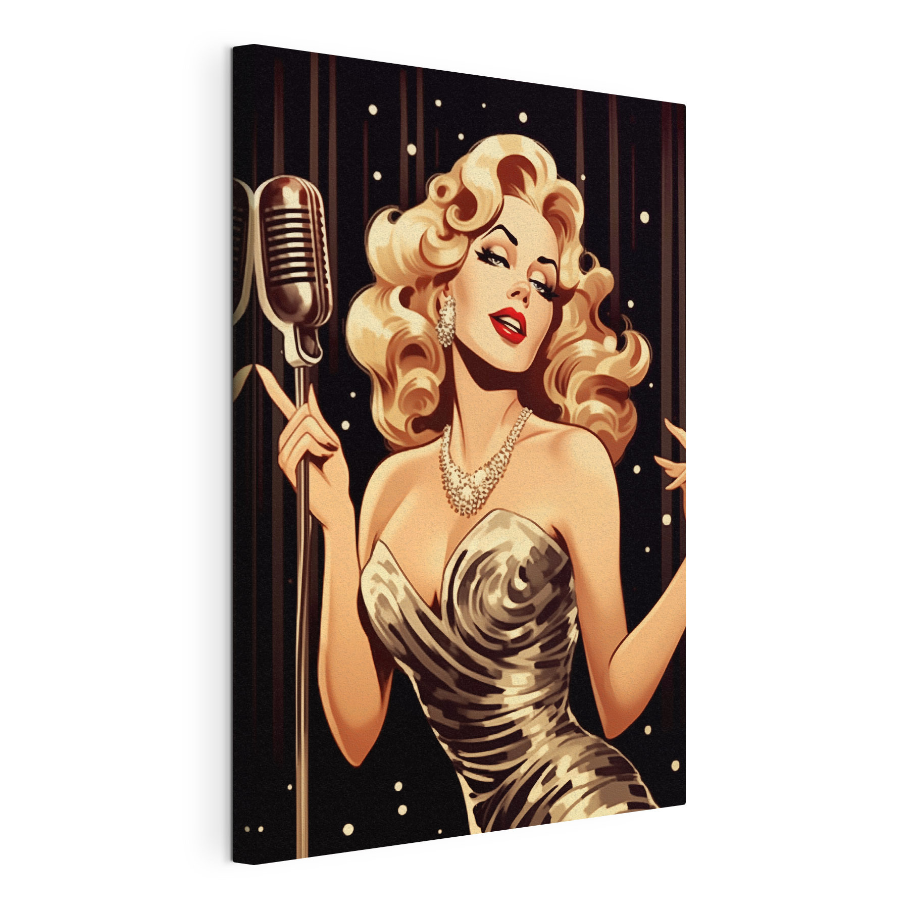 Woman singing into a microphone