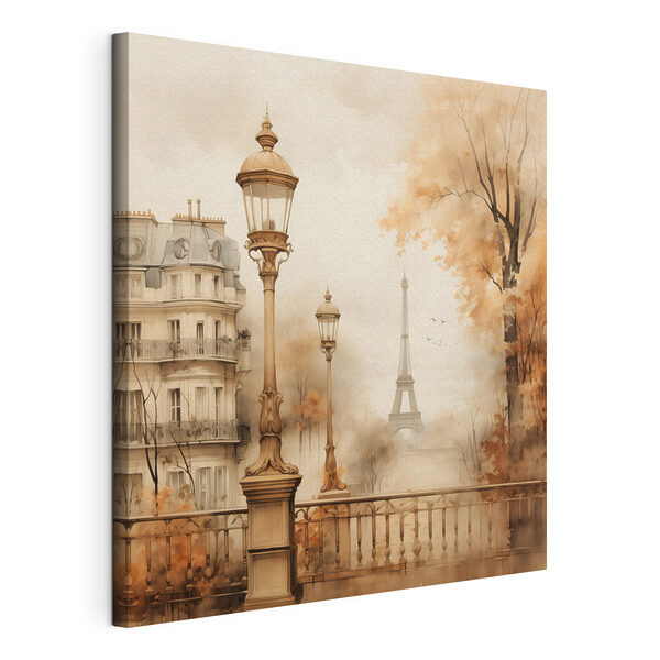 Straßenlaterne und Bäume mit einem Turm im Hintergrund Wandbilder Straßenlaterne und Bäume mit einem Turm im Hintergrund