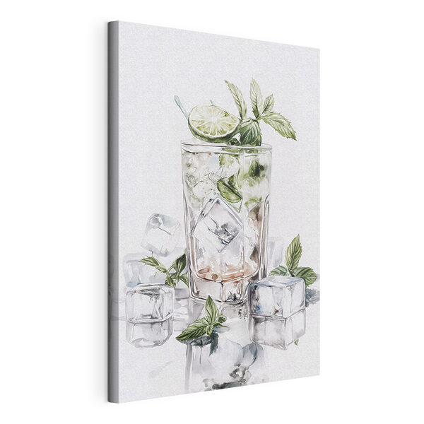 Glas mit Eis und Limette obenauf Wandbilder Glas mit Eis und Limette obenauf