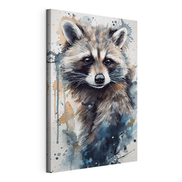 Waschbär mit Aquarellspritzern Wandbilder Waschbär mit Aquarellspritzern
