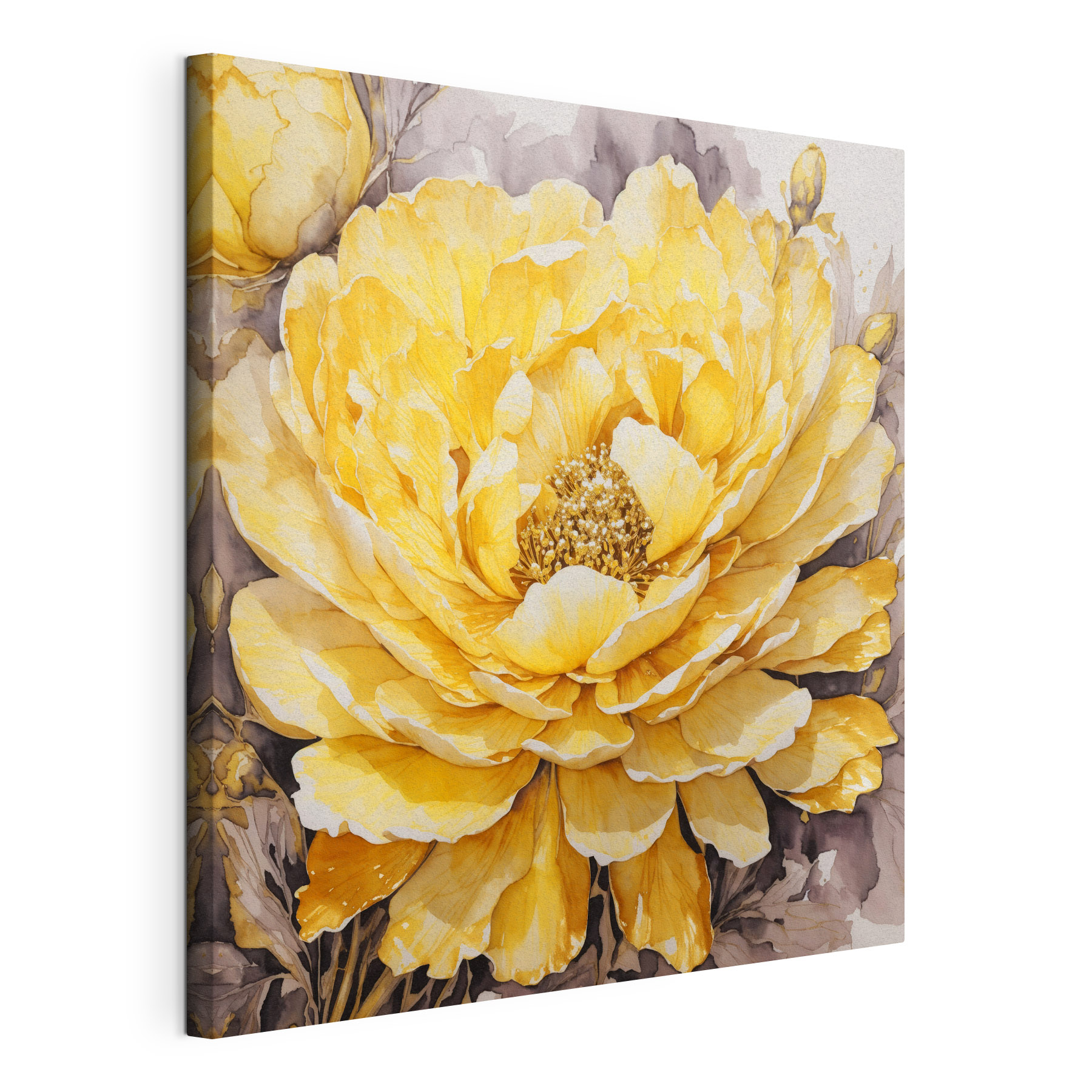 A painting of a yellow flower