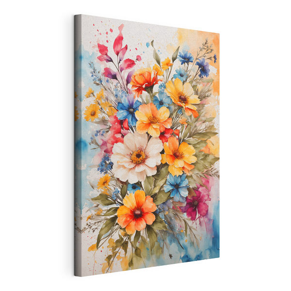 Ein Gemälde mit Blumen auf einer weißen Fläche Wandbilder Ein Gemälde mit Blumen auf einer weißen Fläche