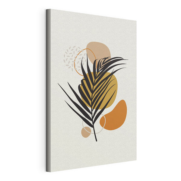 Ein Blatt mit braunen und gelben Kreisen Wandbilder Ein Blatt mit braunen und gelben Kreisen