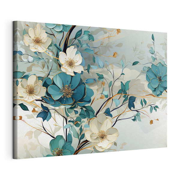 Ein Gemälde mit Blumen und Blättern Wandbilder Ein Gemälde mit Blumen und Blättern