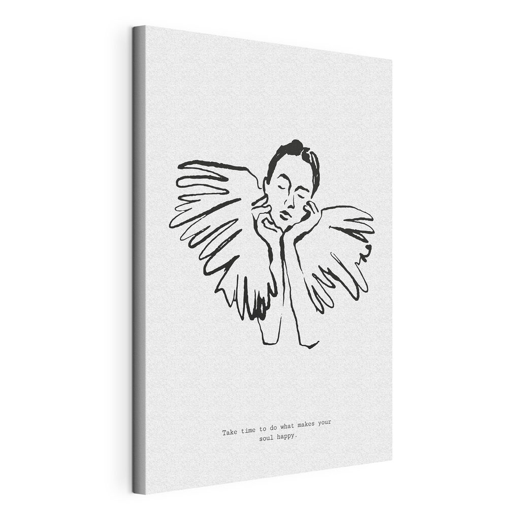 A drawing of a woman with wings