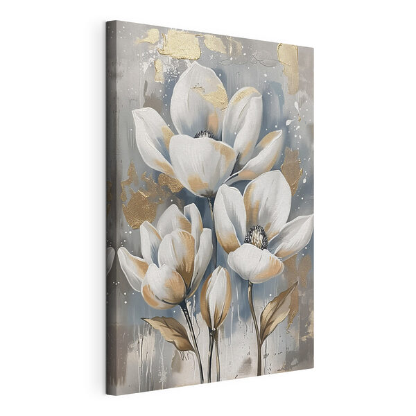 Wandbilder Ein Gemälde mit weißen Blumen