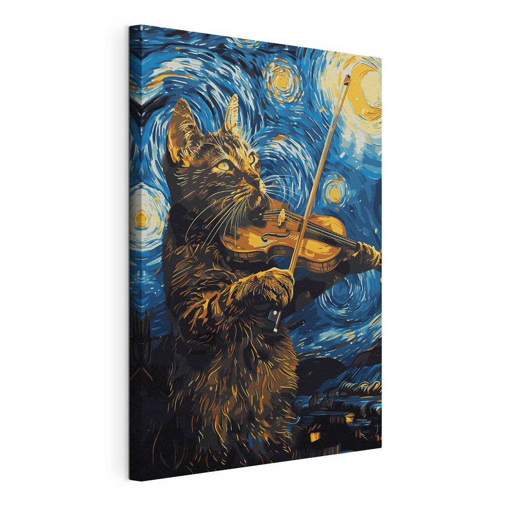 A cat playing a violin