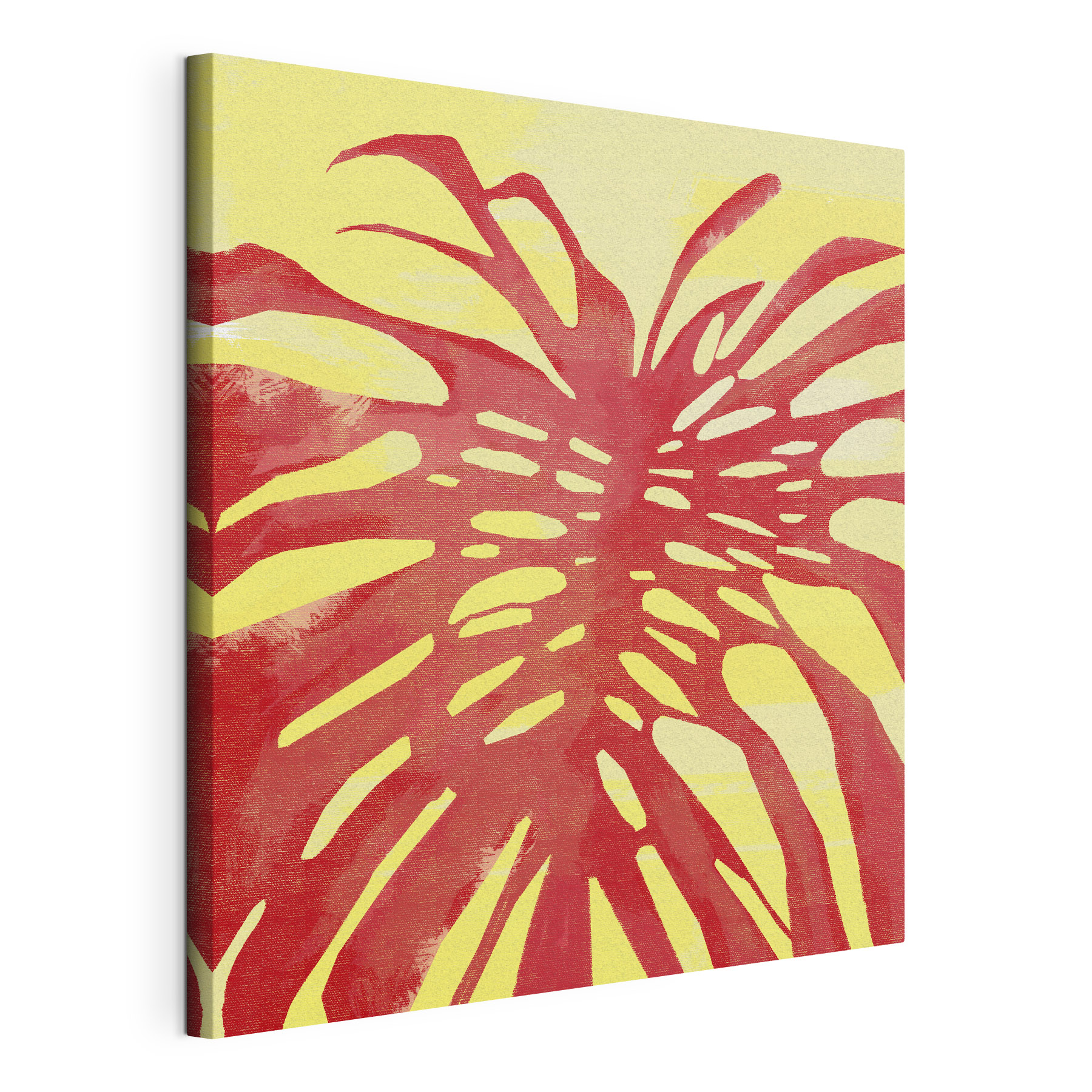 Red leaf on a yellow background