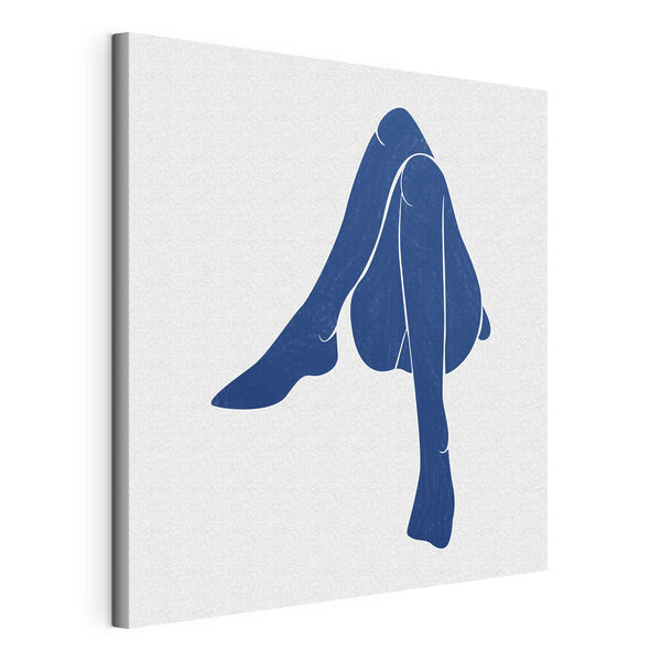 A blue drawing of a woman's legs A blue drawing of a woman's legs