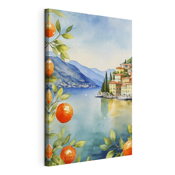 Aquarell einer Stadt an einem Gewässer Wandbilder Aquarell einer Stadt an einem Gewässer