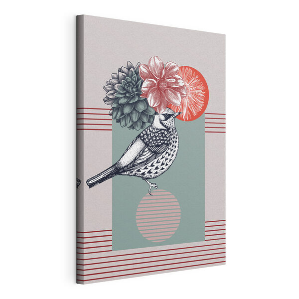 Ein Vogel mit Blumen auf dem Kopf Wandbilder Ein Vogel mit Blumen auf dem Kopf