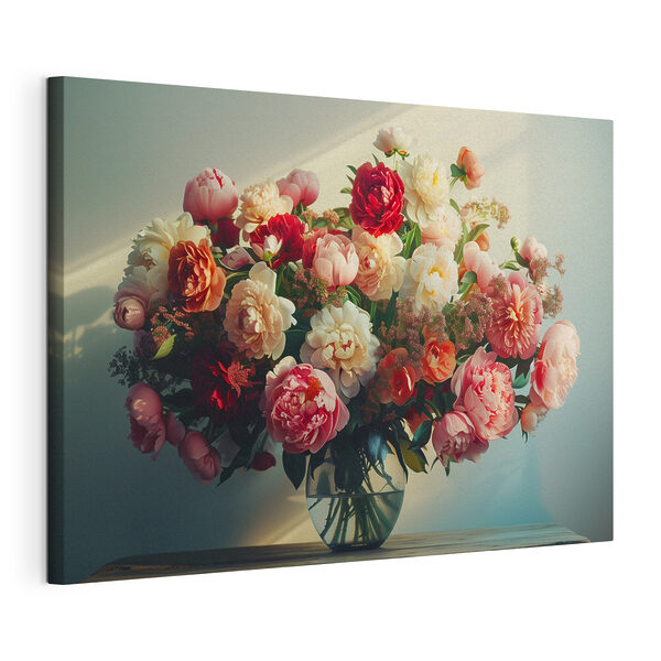 Eine Vase mit Blumen auf einem Tisch Wandbilder Eine Vase mit Blumen auf einem Tisch