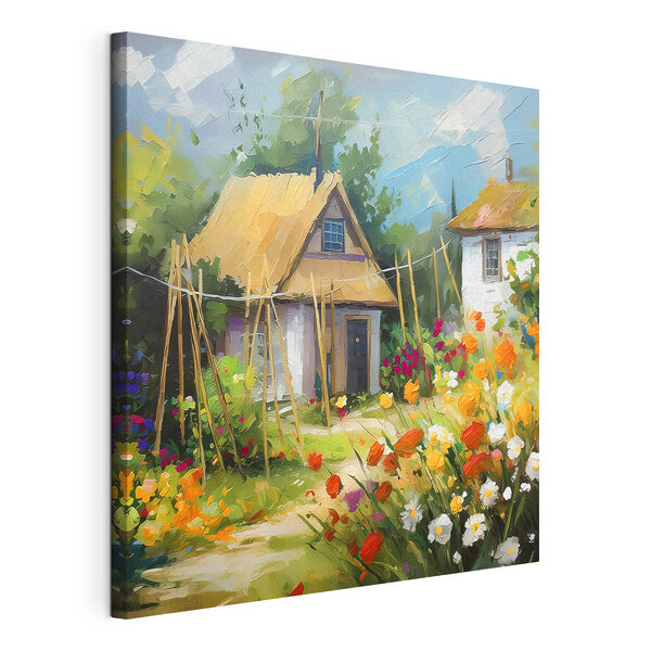 Wandbilder Ein Gemälde eines Hauses mit Blumen (Artikelnummer: s38494) Wandbilder Wandbilder Ein Gemälde eines Hauses mit Blumen (Artikelnummer: s38494)
