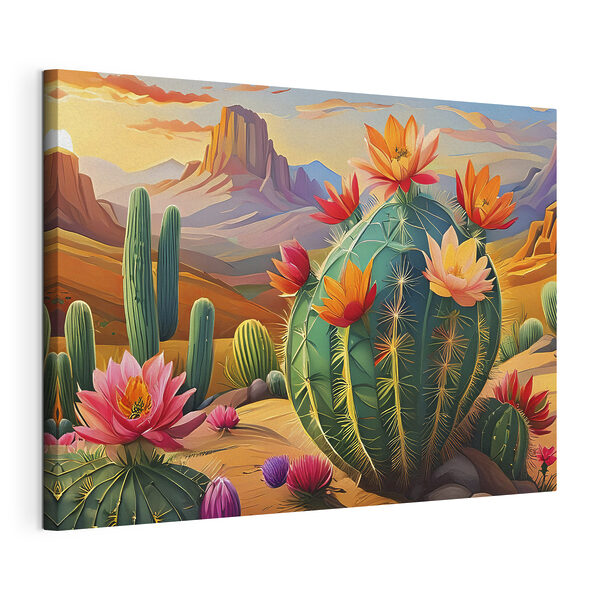 Ein Kaktus mit Blüten in der Wüste Wandbilder Ein Kaktus mit Blüten in der Wüste