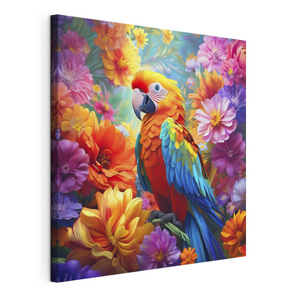 Wandbilder Ein bunter Vogel sitzt auf einem Zweig, umgeben von Blumen (Artikelnummer: s38611) Wandbilder Wandbilder Ein bunter Vogel sitzt auf einem Zweig, umgeben von Blumen (Artikelnummer: s38611)