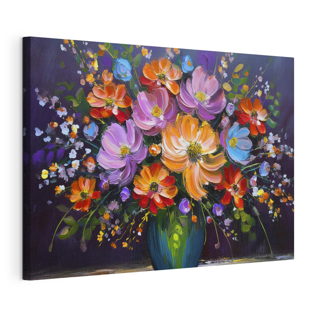 A painting of flowers in a vase