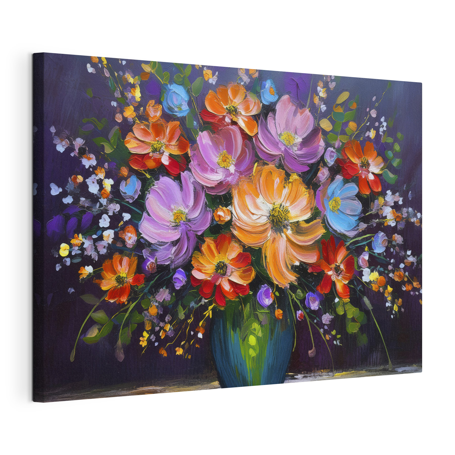 A painting of flowers in a vase