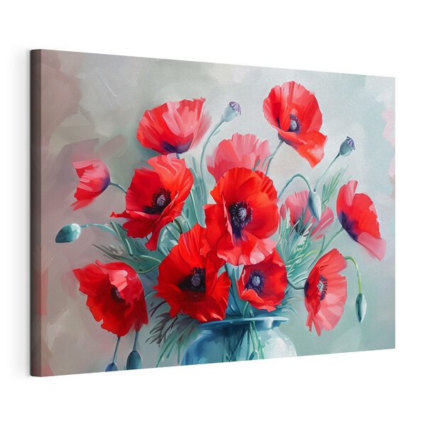 Wandbilder Wandbilder Ein Gemälde mit roten Blumen in einer Vase (Artikelnummer: s38695)