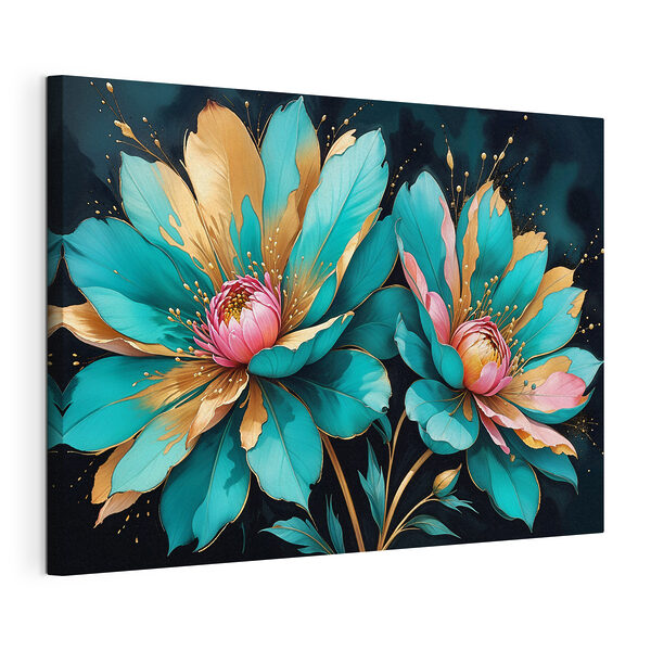 Wandbilder Wandbilder Leuchtende Blüten vor einem dunklen Hintergrund (Artikelnummer: s38763)