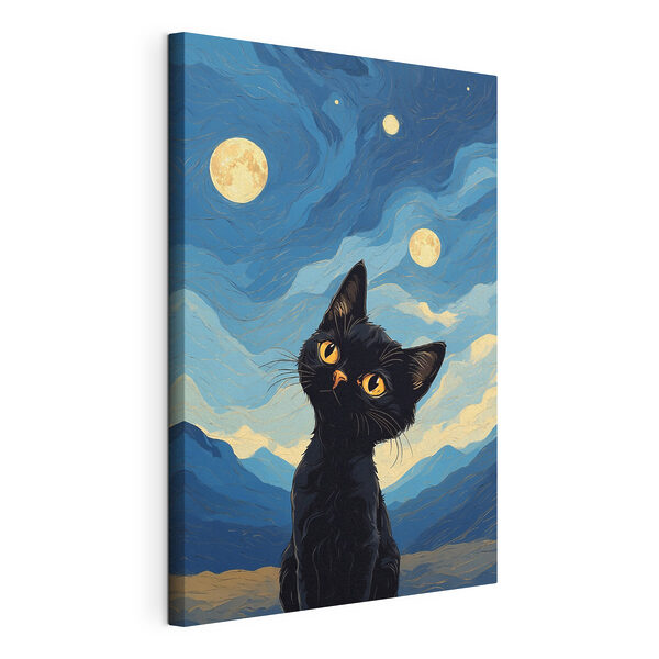 Wandbilder Eine Katze, die zum Mond aufschaut (Artikelnummer: s38860) Wandbilder Wandbilder Eine Katze, die zum Mond aufschaut (Artikelnummer: s38860)