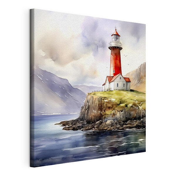 Wandbilder Ein Aquarell eines Leuchtturms auf einer Klippe (Artikelnummer: s38912) Wandbilder Wandbilder Ein Aquarell eines Leuchtturms auf einer Klippe (Artikelnummer: s38912)