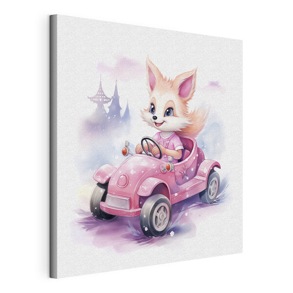 Wandbilder Ein Cartoon-Fuchs, der ein rosa Auto fährt (Artikelnummer: s38943) Wandbilder Wandbilder Ein Cartoon-Fuchs, der ein rosa Auto fährt (Artikelnummer: s38943)