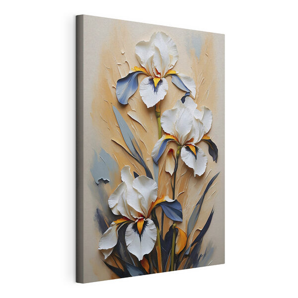Wandbilder Wandbilder Ein Gemälde mit weißen Blumen und blauen Blättern (Artikelnummer: s38985)