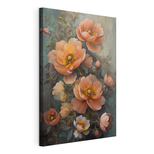 Wandbilder Wandbilder Ein Gemälde mit Blumen auf blauem Hintergrund (Artikelnummer: s38993)