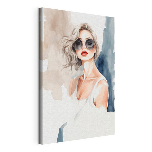 Ein Aquarell einer Frau mit Sonnenbrille Wandbilder Ein Aquarell einer Frau mit Sonnenbrille