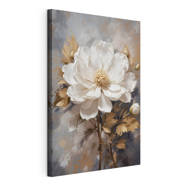 Eine weiße Blume mit braunen Blättern Wandbilder Eine weiße Blume mit braunen Blättern