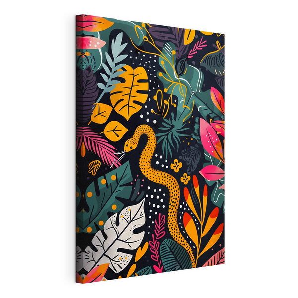Wandbilder Eine bunte Kunst von einer Schlange und Blättern (Artikelnummer: s39208) Wandbilder Wandbilder Eine bunte Kunst von einer Schlange und Blättern (Artikelnummer: s39208)