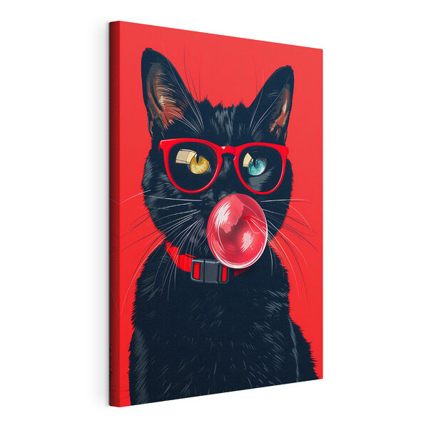Wandbilder Wandbilder Eine Katze, die eine Sonnenbrille trägt und Kaugummi kaut (Artikelnummer: s39224)