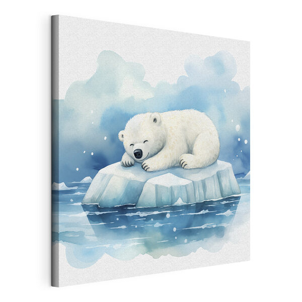 Wandbilder Ein Eisbär, der auf einem Eisberg im Wasser liegt