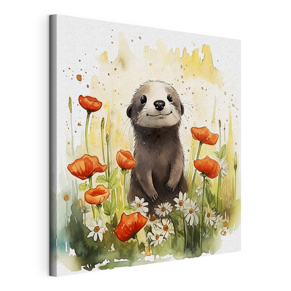Wandbilder Wandbilder Aquarell eines in einem Blumenfeld stehenden Tieres (Artikelnummer: s39337)