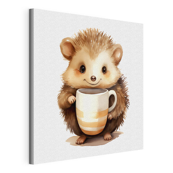 Wandbilder Wandbilder Aquarell eines Igels, der eine Tasse hält (Artikelnummer: s39440)