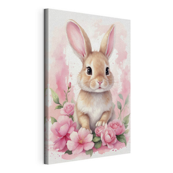 Kaninchen mit rosa Blumen Wandbilder Kaninchen mit rosa Blumen
