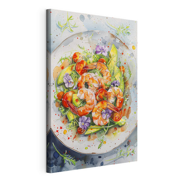 Wandbilder Aquarellmalerei eines Tellers mit Garnelen und Avocado (Artikelnummer: s39697) Wandbilder Wandbilder Aquarellmalerei eines Tellers mit Garnelen und Avocado (Artikelnummer: s39697)