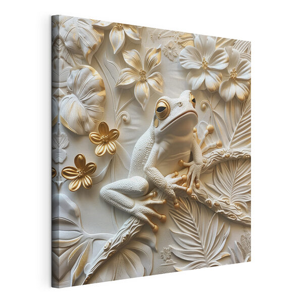 Wandbilder Wandbilder Frosch, der sich inmitten kunstvoller Blumen ausruht (Artikelnummer: s39751)