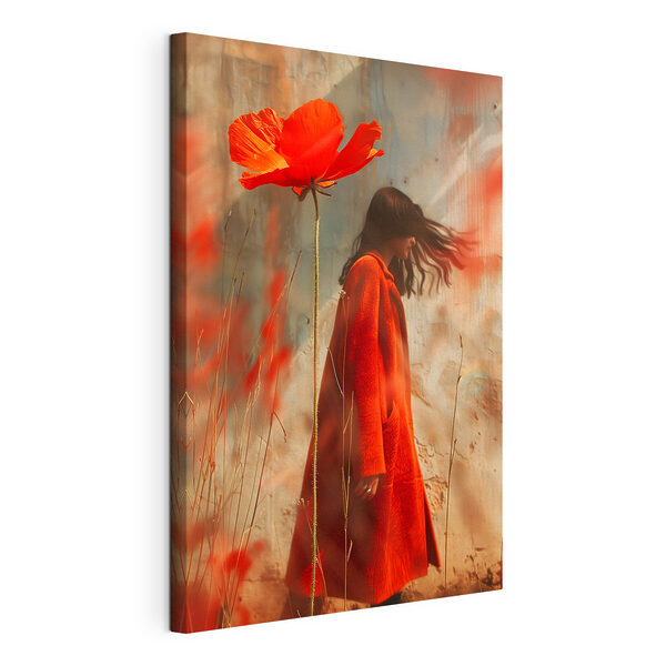Wandbilder Frau mit rotem Mantel und einer großen Blume (Artikelnummer: s39764) Wandbilder Wandbilder Frau mit rotem Mantel und einer großen Blume (Artikelnummer: s39764)