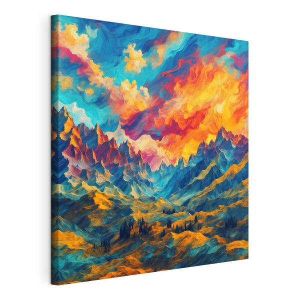 Bunte Berglandschaft mit Wolken Wandbilder Bunte Berglandschaft mit Wolken