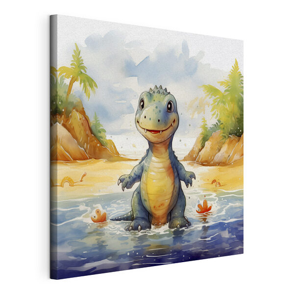 Wandbilder Wandbilder Cartoon eines im Wasser stehenden Dinosauriers (Artikelnummer: s39930)