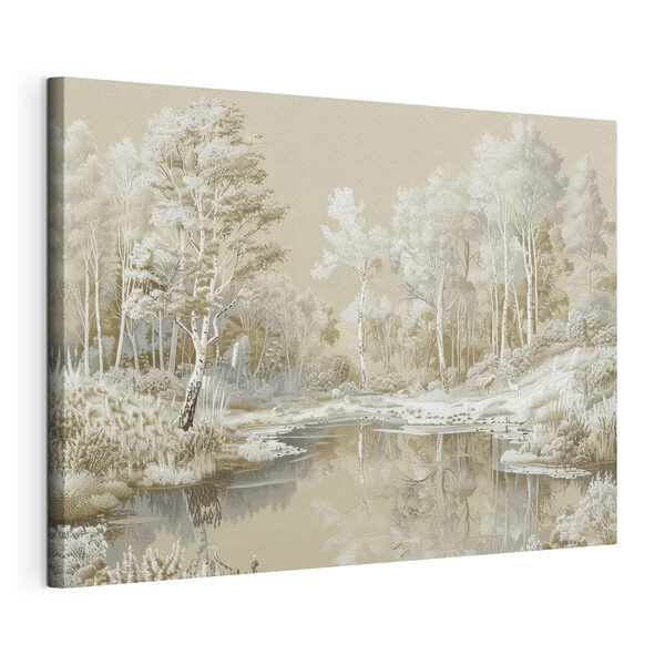 Fluss mit Bäumen und Schnee Wandbilder Fluss mit Bäumen und Schnee