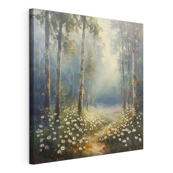 Wandbilder Wandbilder Gemälde eines Waldes mit Blumen und Bäumen (Artikelnummer: s40225)