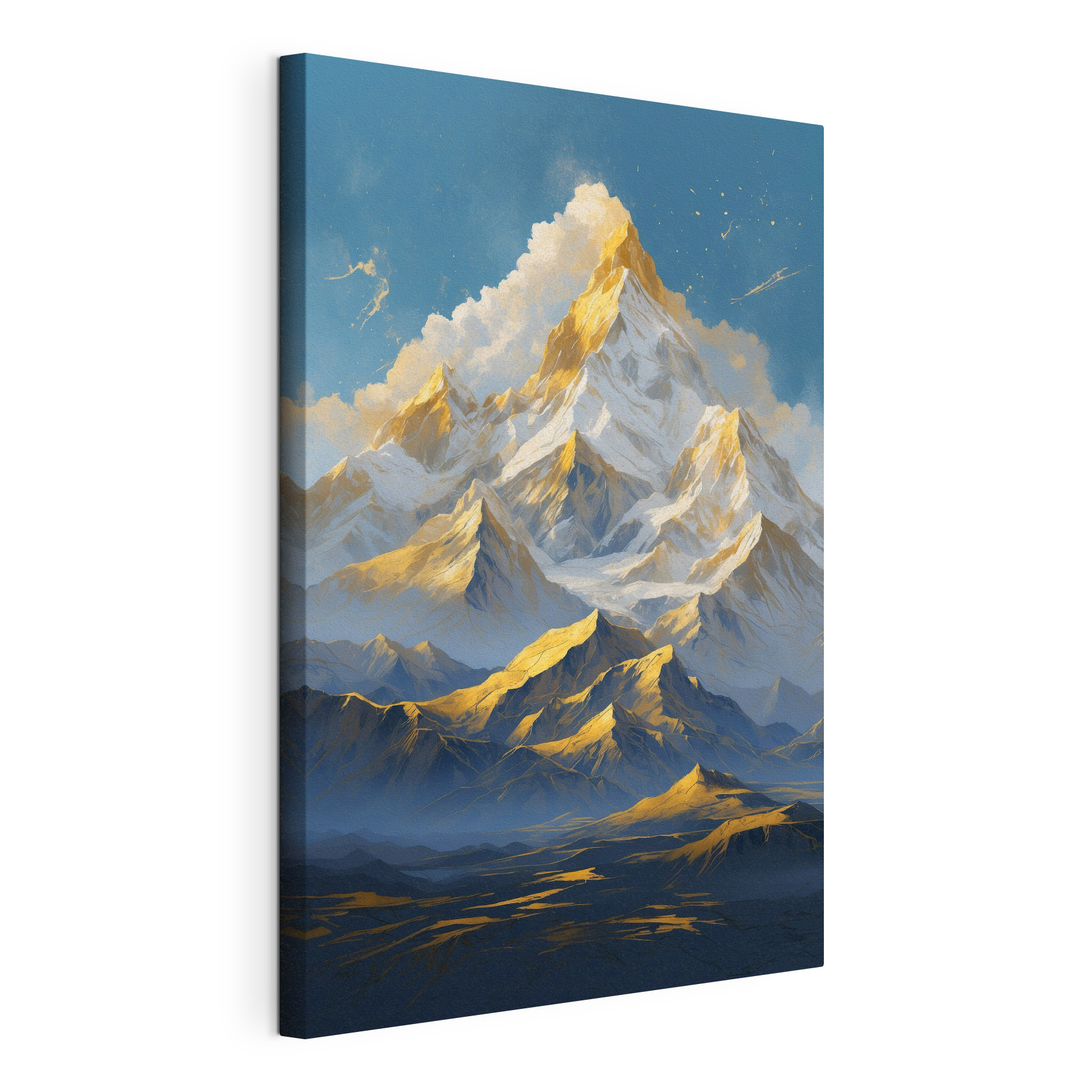 Mountain range with snow and clouds