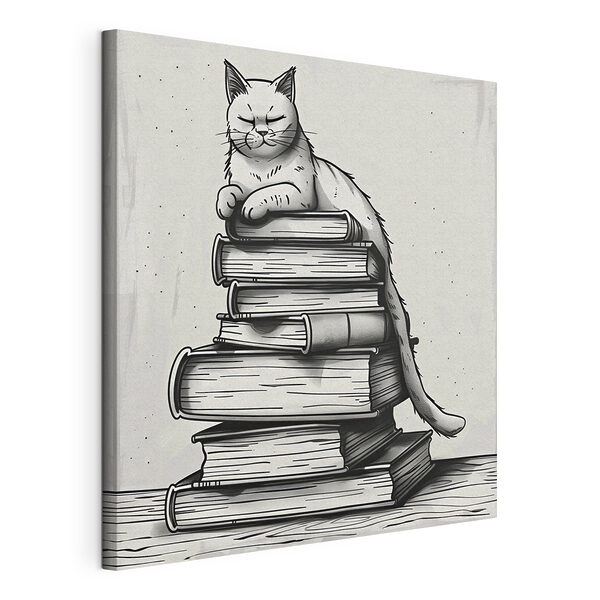 Cat sitting on a stack of books