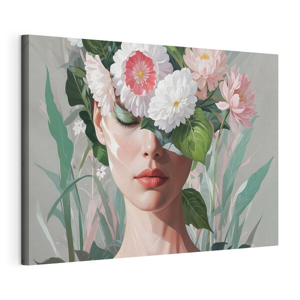 Frau mit Blumen auf dem Kopf Wandbilder Frau mit Blumen auf dem Kopf