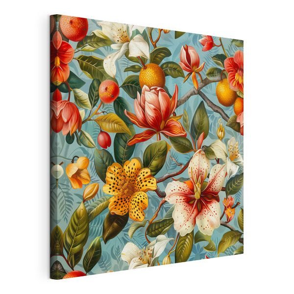 Wandbilder Wandbilder Florales Muster mit Orangen und Blumen (Artikelnummer: s40665)