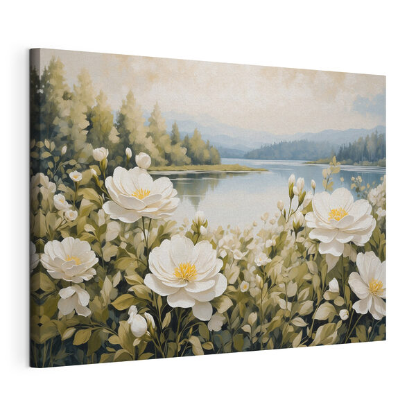 Wandbilder Wandbilder Gemälde von Blumen an einem See (Artikelnummer: s40869)